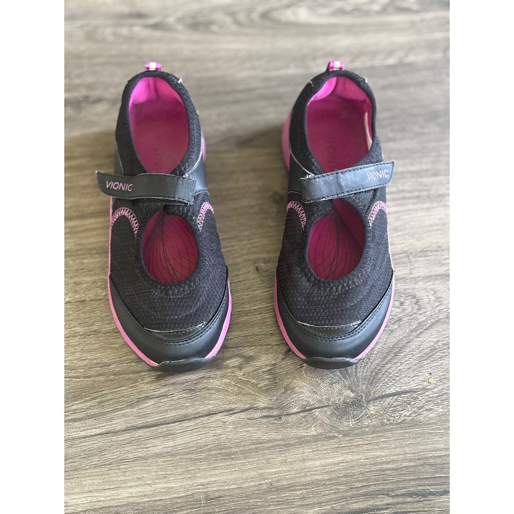 Vionic Women's Black & Pink Mary‎ Jane Walking Shoes Comfort Orthopedic
